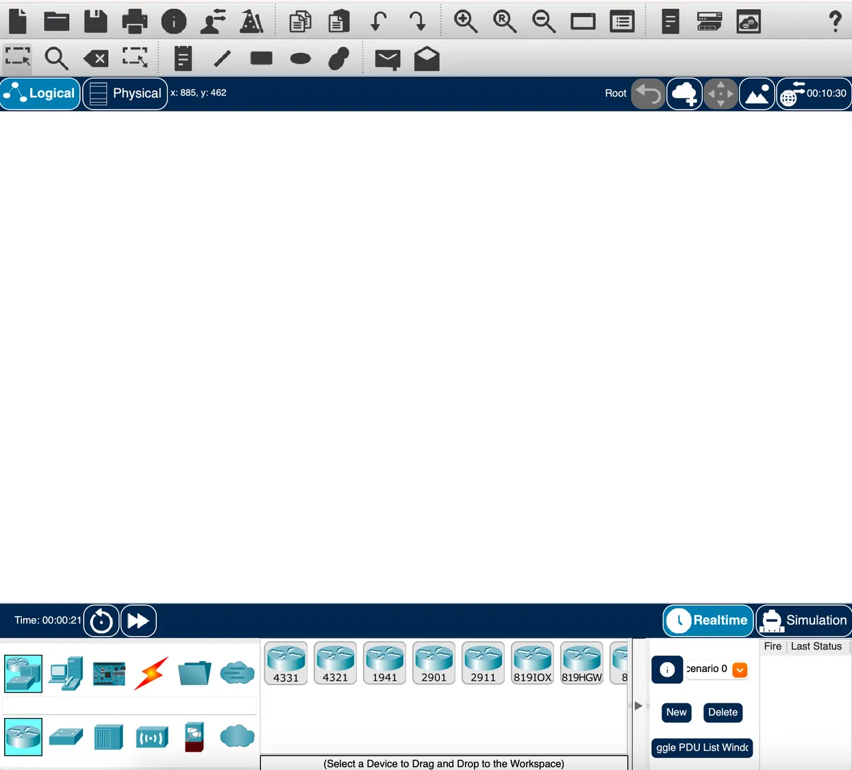 Cisco Packet Tracer main interface